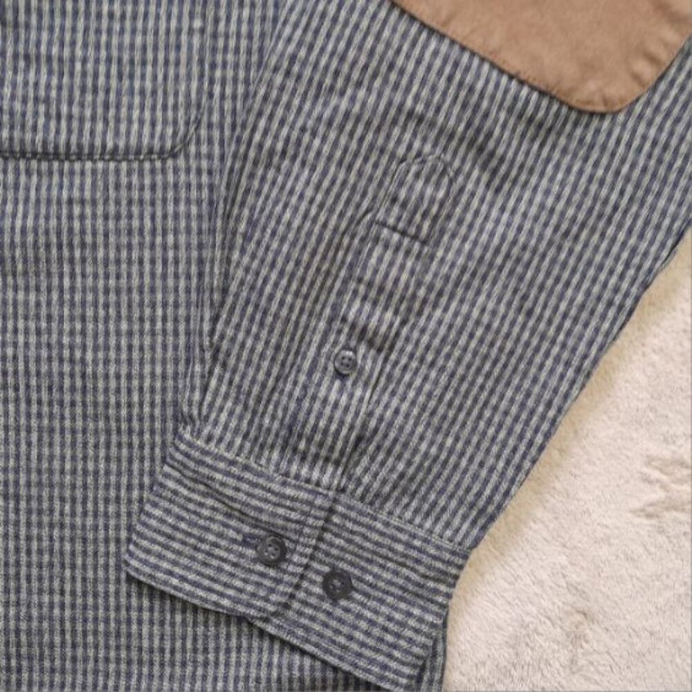 Vtg Firethorn Shacket Mens Large Wool Blend Leather Elbow Patches Grampa Checked